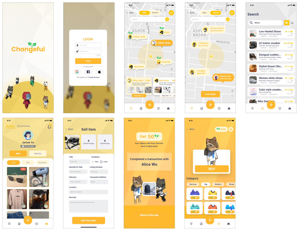 Changeful final design screens