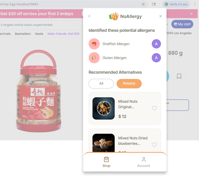 NoAllergy rapid allergen detection screenshot